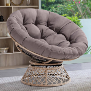 Bme 40" Ergonomic Wicker Papasan Chair with Soft Thick Density Fabric Cushion